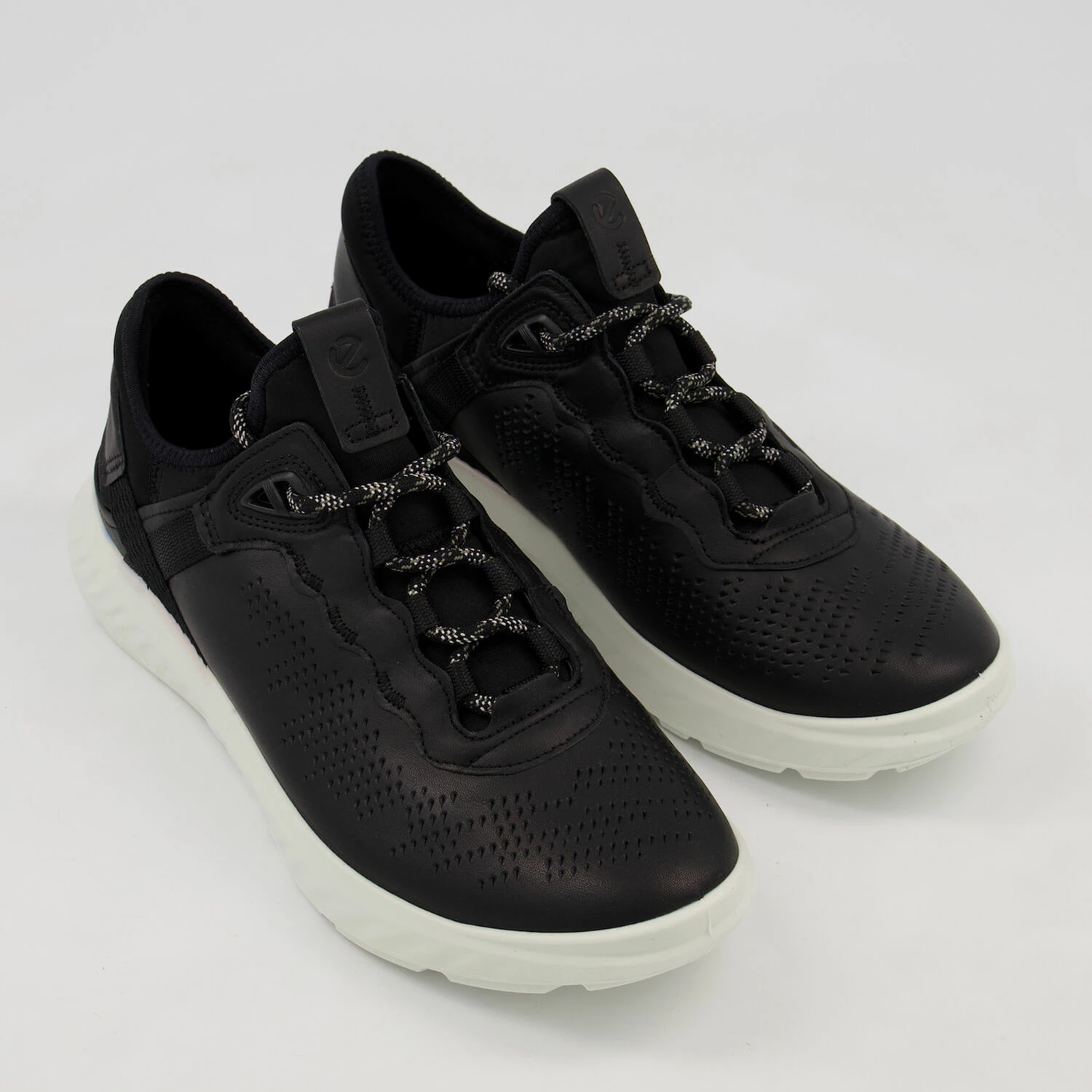 Ecco Black Lace Up Walking Trainers
