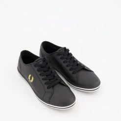 Fred Perry Black Embroidered Logo Trainers