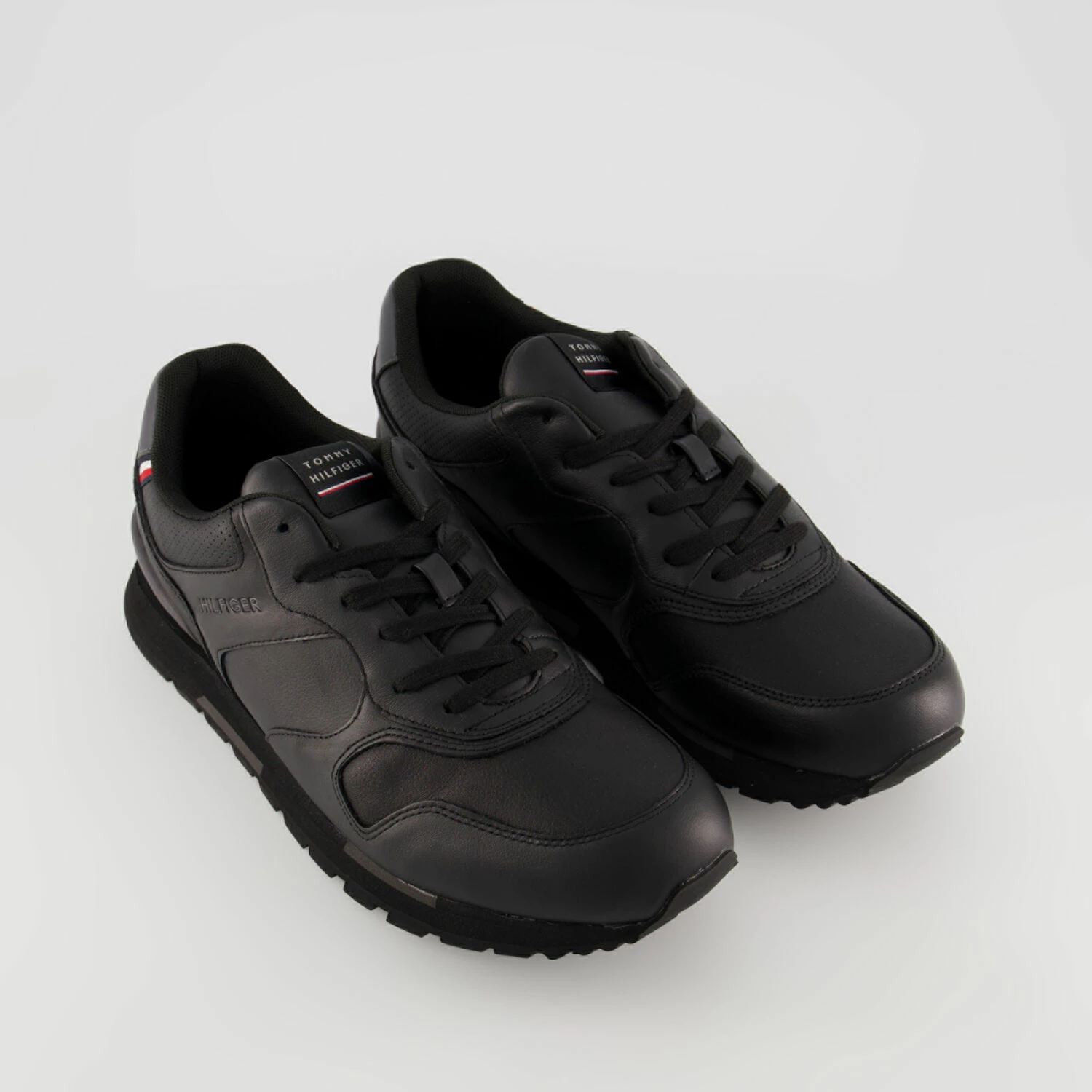 Tommy Hilfiger Black Leather Retro Trainers