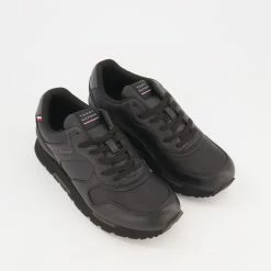 Tommy Hilfiger Black Leather Retro Runner Trainers