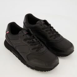 Tommy Hilfiger Black Leather Retro Trainers