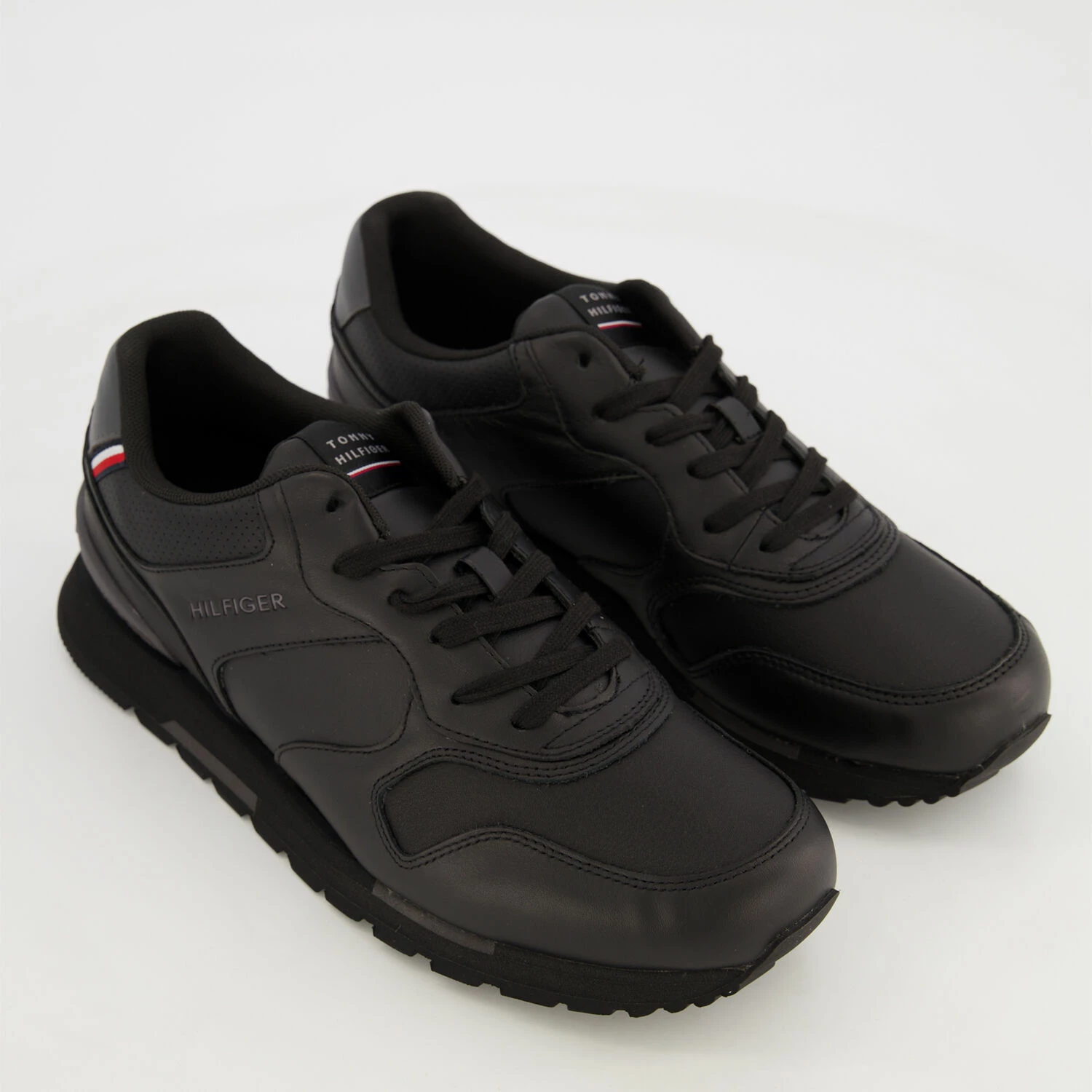 Tommy Hilfiger Black Leather Retro Trainers
