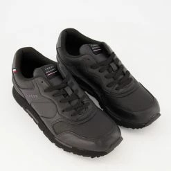 Tommy Hilfiger Black Leather Retro Runners