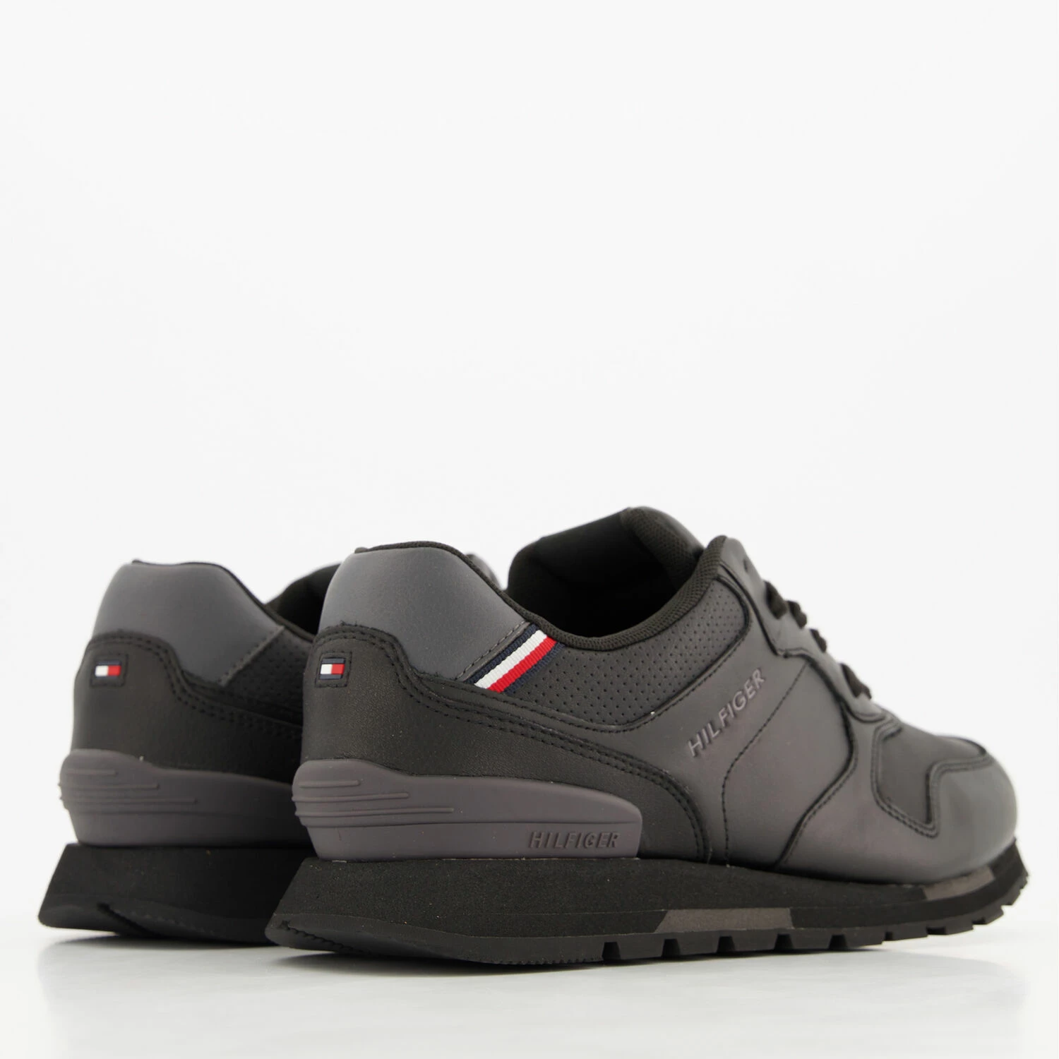 Tommy Hilfiger Black Leather Runner Trainers - Image 2