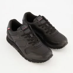 Tommy Hilfiger Black Leather Retro Runner Trainers