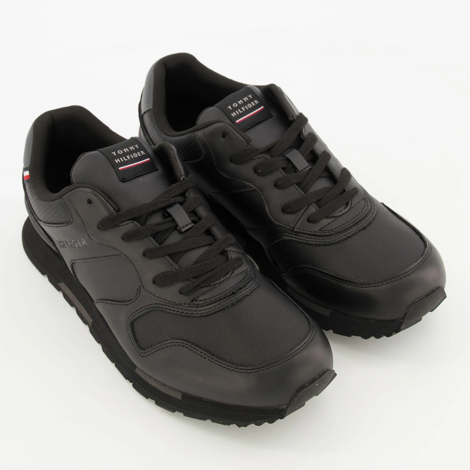 Tommy Hilfiger Black Leather Runner Trainers