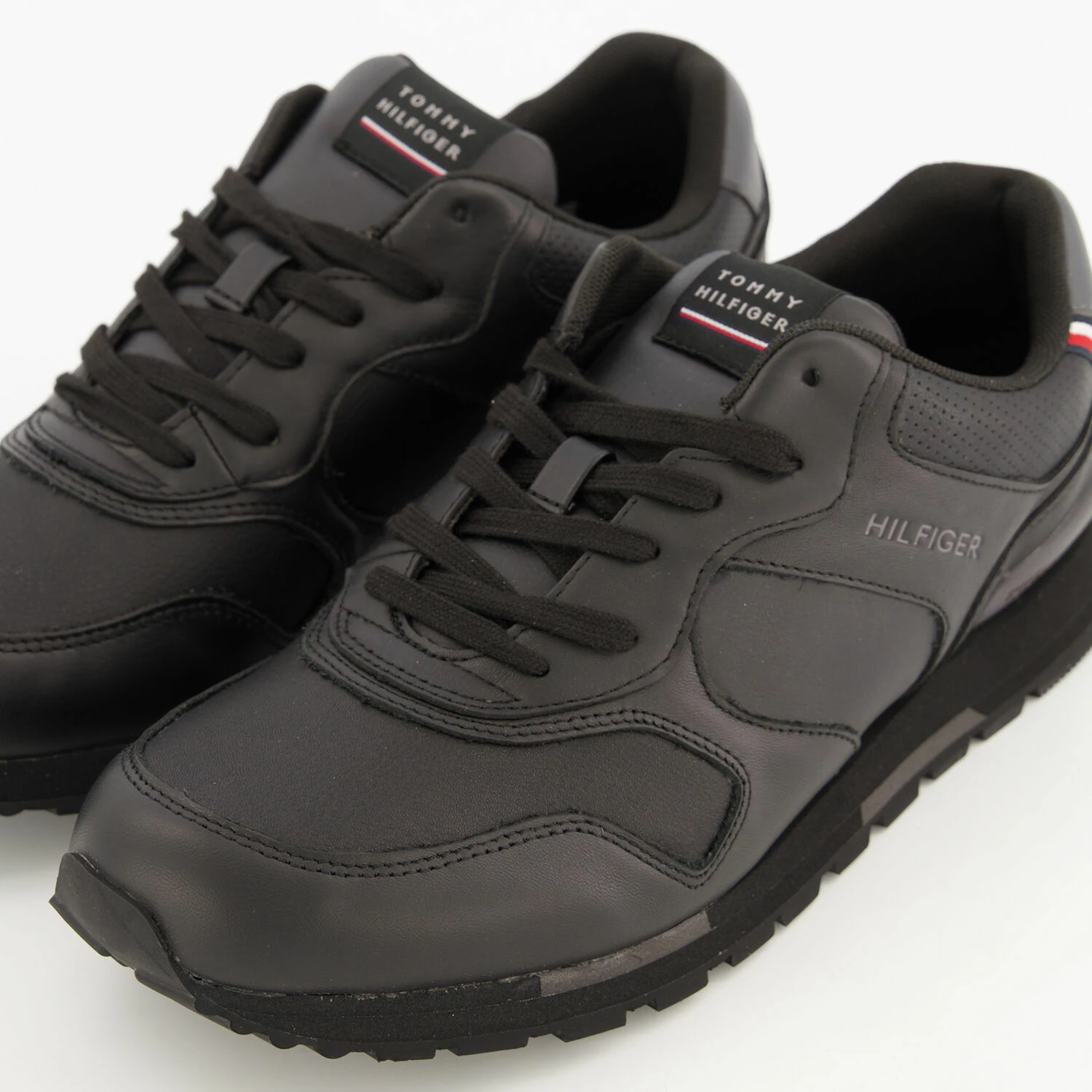 Tommy Hilfiger Black Leather Runner Trainers - Image 3