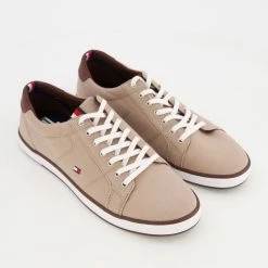 Tommy Hilfiger Light Brown Canvas Iconic Trainers