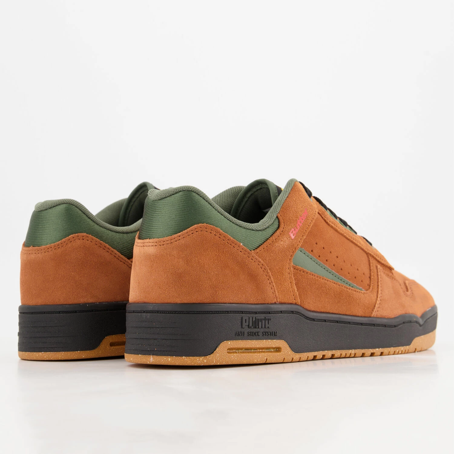 Puma Brown & Green Suede Slipstream Trainers - Image 2