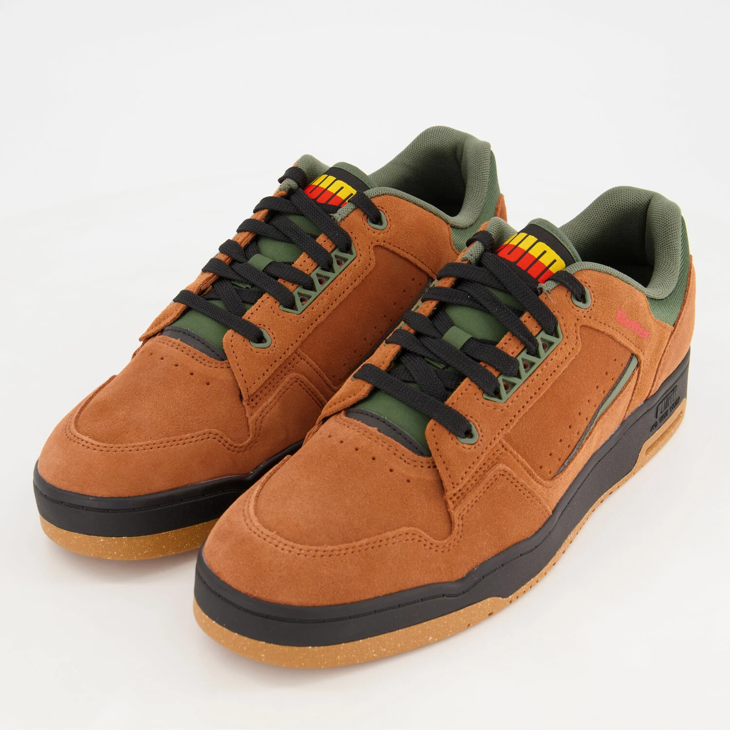 Puma Brown & Green Suede Slipstream Trainers - Image 3