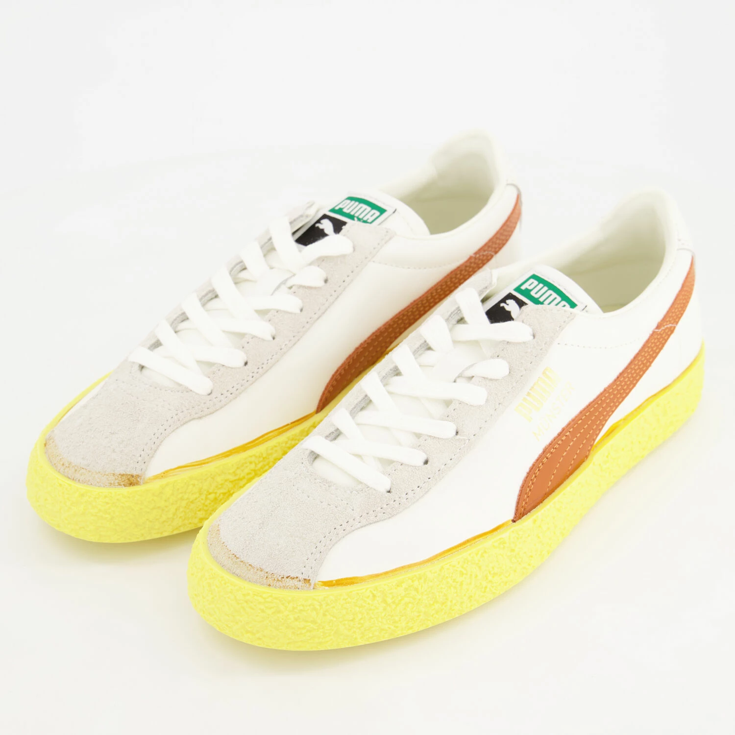 Puma White & Grey Leather Munster Trainers - Image 3