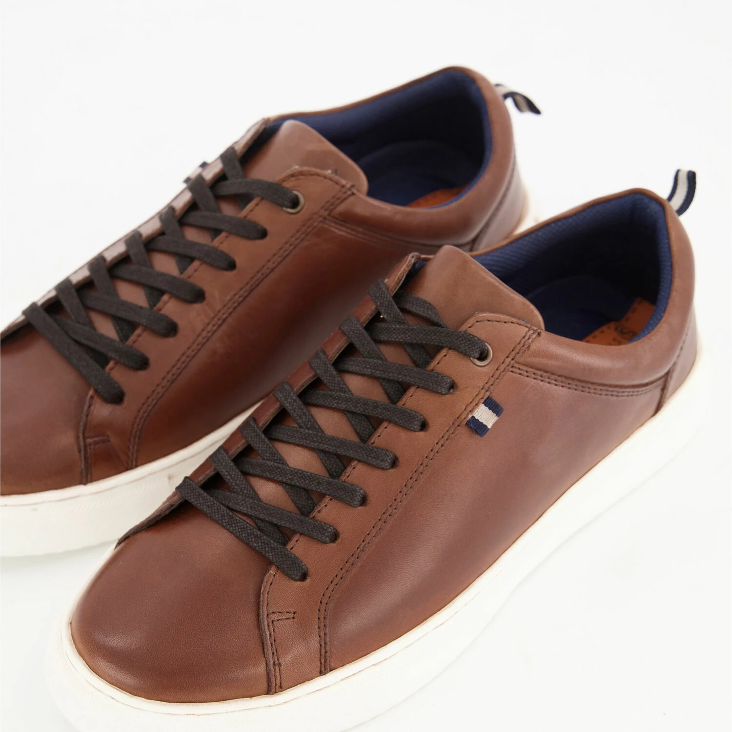 Silver Street London Brown Leather Holden Trainers - Image 3