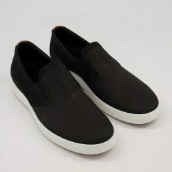 Ecco Black Leather Slip On Trainers