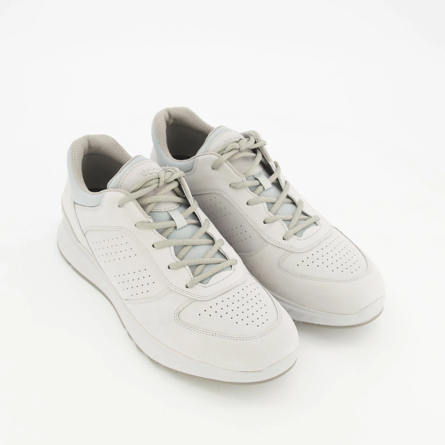 Ecco Grey Leather Lace Up Trainers
