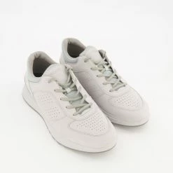 Ecco Grey Leather Lace Up Trainers