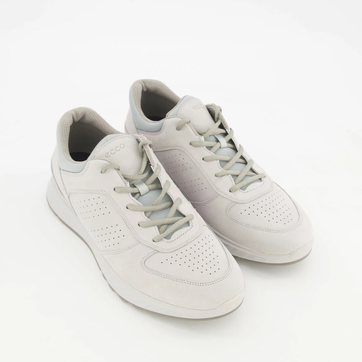 Ecco Grey Leather Lace Up Trainers