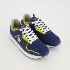US Polo Assn Blue Branded Lace Up Trainers