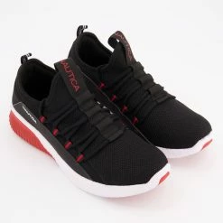 Nautica Black & Red Logo Trainers