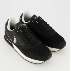 US Polo Assn Black Mesh Trainers