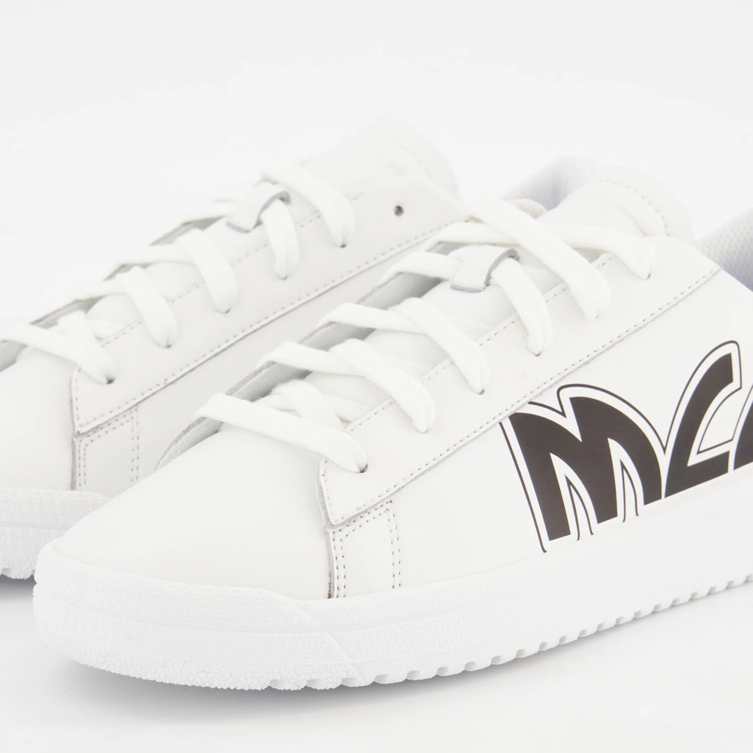 MCQ White Branded Leather Trainers - Image 3