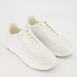Guess White Sequined Trainers